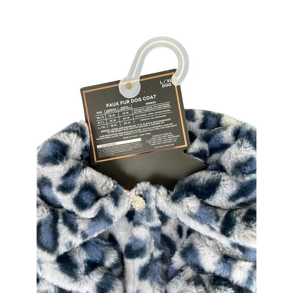 NWT Dog Coat- Pet Clothes- Girl Pup Sz Large- Leopard Print Gray Blue- Juicy - Picture 3 of 9